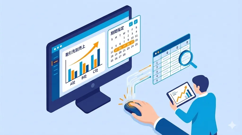 REbornなら「取引先別・期間別」の売上を簡単に見える化